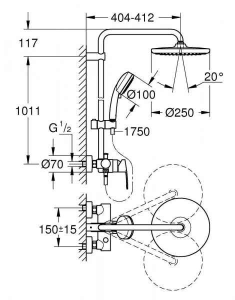 Душевая колонна Grohe Tempesta Cosmopolitan 250 (26673000)