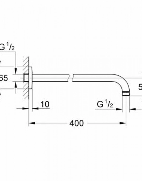 Держатель верхнего душа GROHE New Tempesta, настенный, 400 мм, хром (27851000)