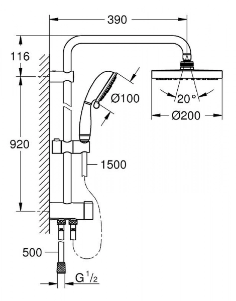 Душевая колонна Grohe Tempesta Rustic Хром (26454001)