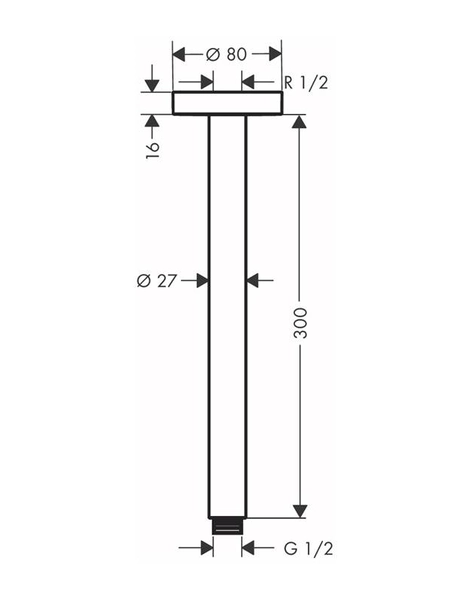 Потолочное подсоединение верхнего душа Hansgrohe S 300 мм, матовый белый (27389700)