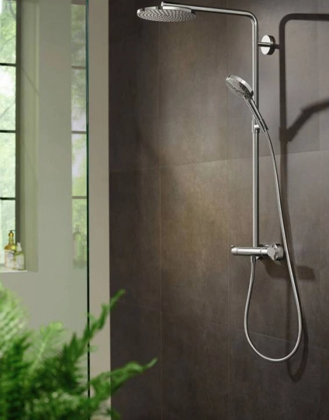 Душевая колонна Hansgrohe Raindance Select S Showerpipe 240 1 jet with PowderRain, с термостатом, полированное золото (27633990)