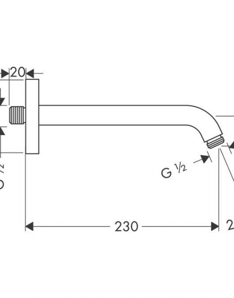 Держатель верхнего душа Hansgrohe настенный 230 мм, ½’ (27412000)