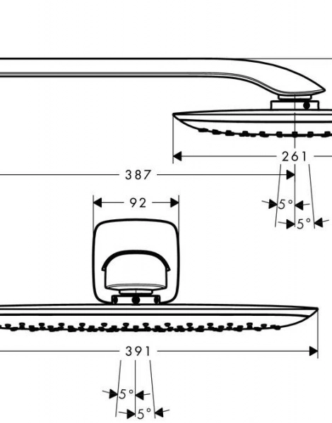 Hansgrohe 27437400 PuraVida Верхний душ PuraVida 400 мм, держатель 387 мм, 1/2